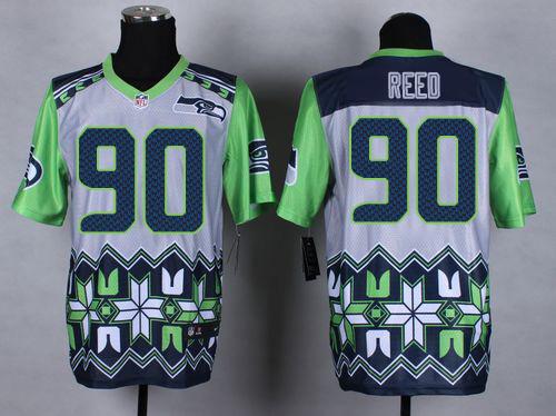 Nike Seahawks #90 Jarran Reed Grey Men's Stitched NFL Elite Noble Fashion Jersey